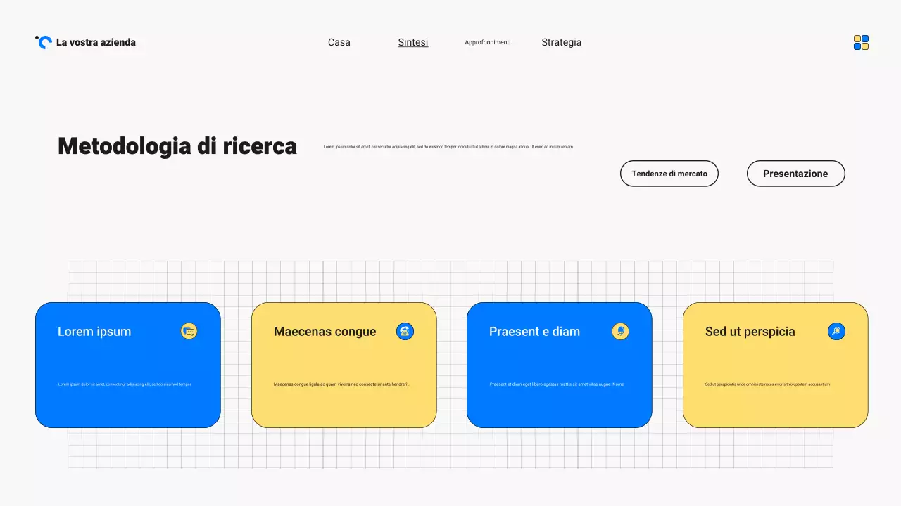 Presentazione del rapporto sulle tendenze del mercato moderno e audace blu e giallo
