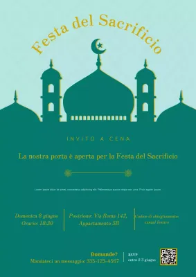 Invito tradizionale Eid color turchese
