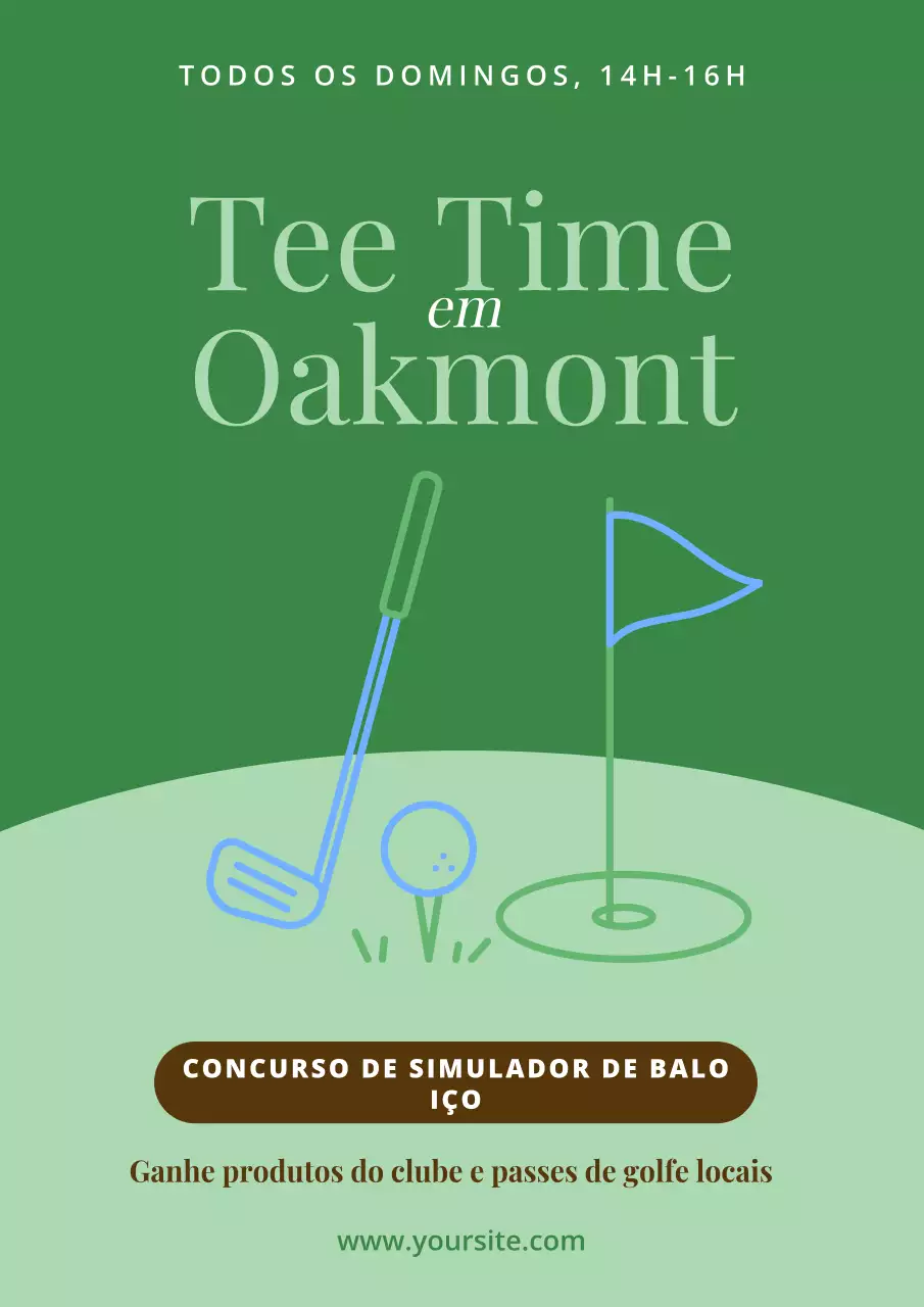 anúncio do evento de golfe minimalista verde