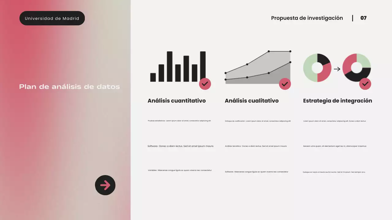 Presentación de propuesta de investigación moderna con degradado rosa simple