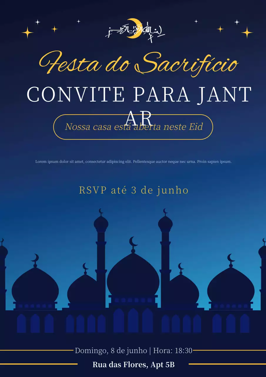 Cartaz de convite para EID-AL-ADHA RSVP