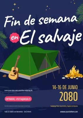 Cartel de evento de acampada rústica verde