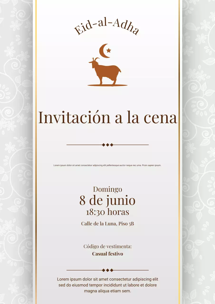 Póster web de invitación al Eid Al Adha