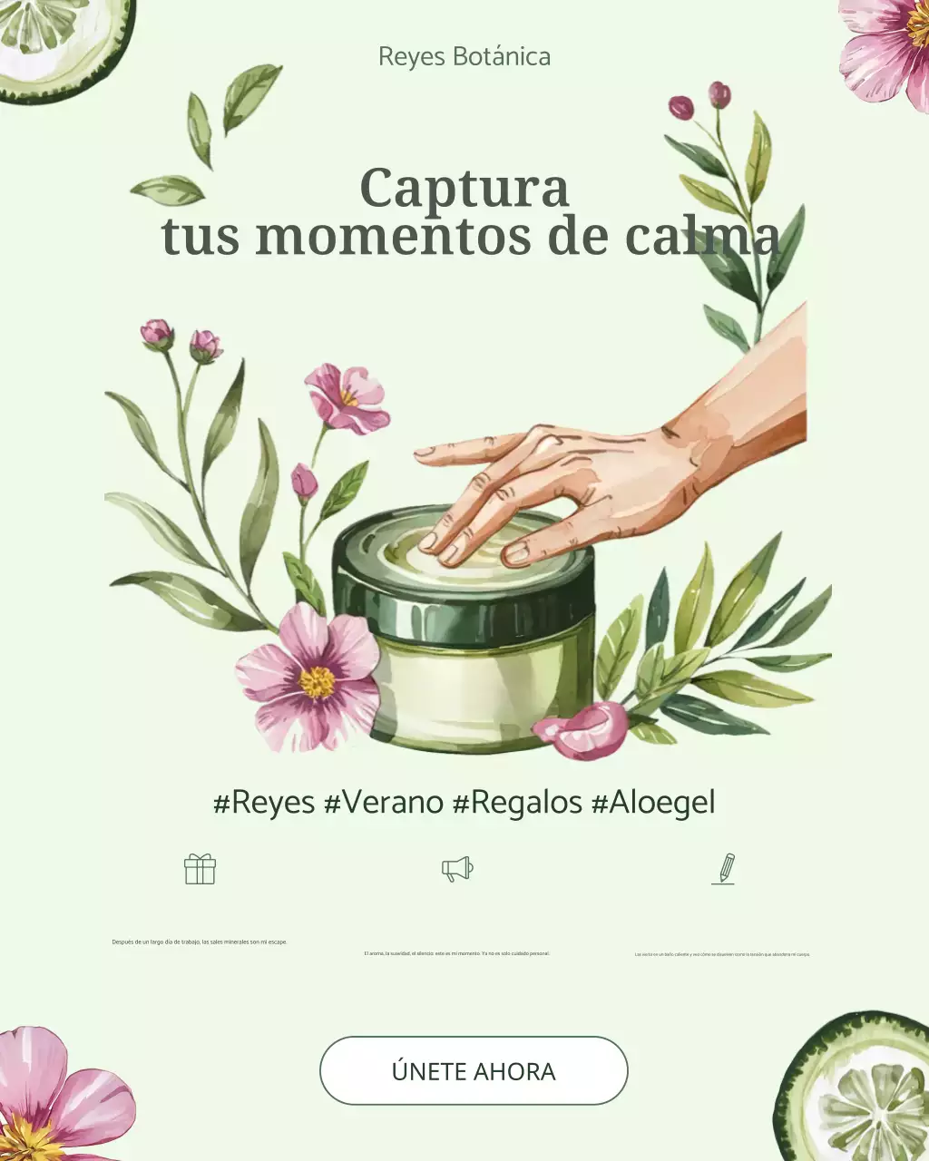Promoción de cuidado de la piel botánico de menta y verano de junio