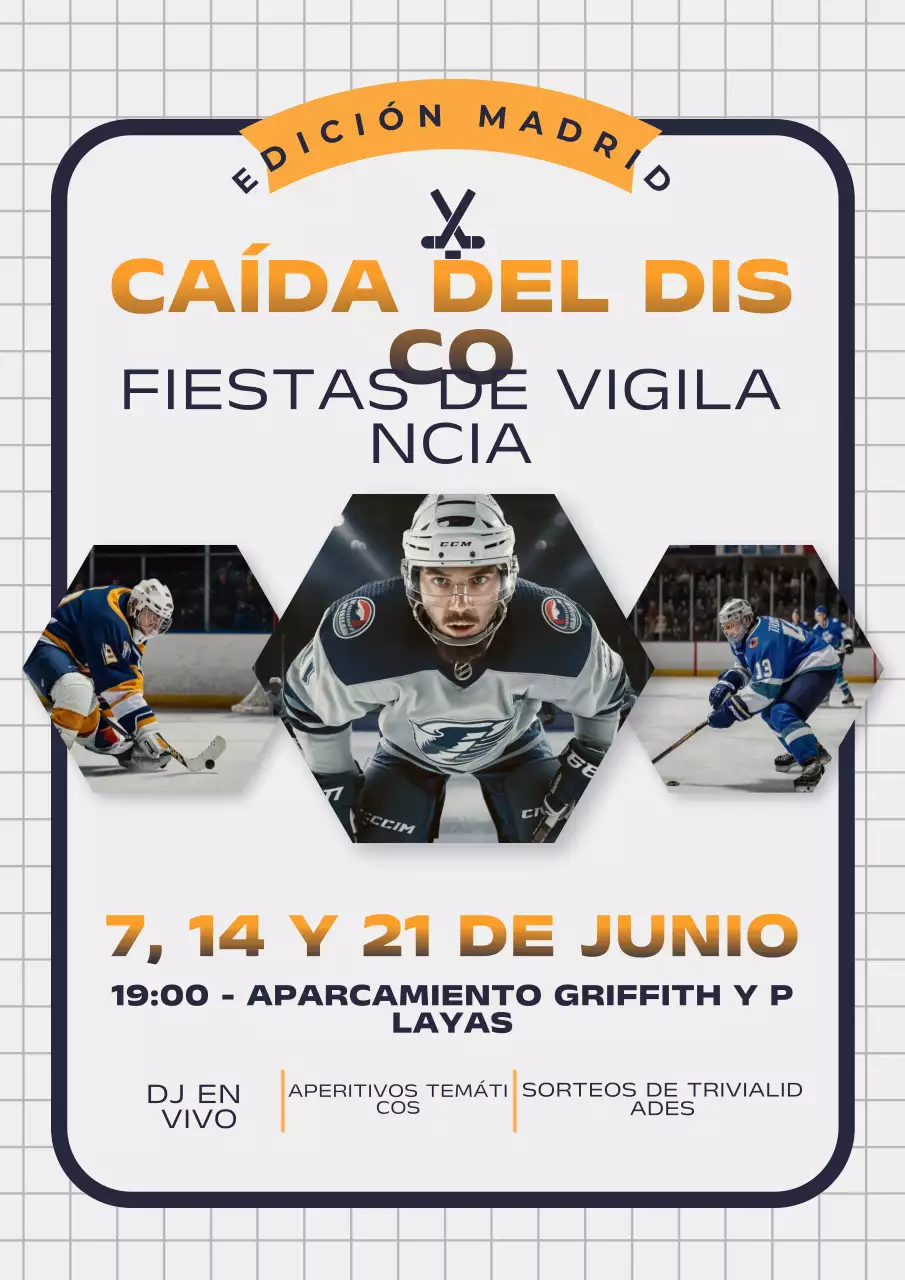 Póster promocional de un evento de hockey moderno