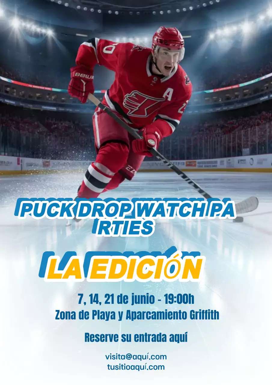 Cartel de anuncio del evento de hockey moderno azul