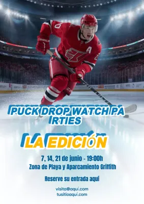 Cartel de anuncio del evento de hockey moderno azul