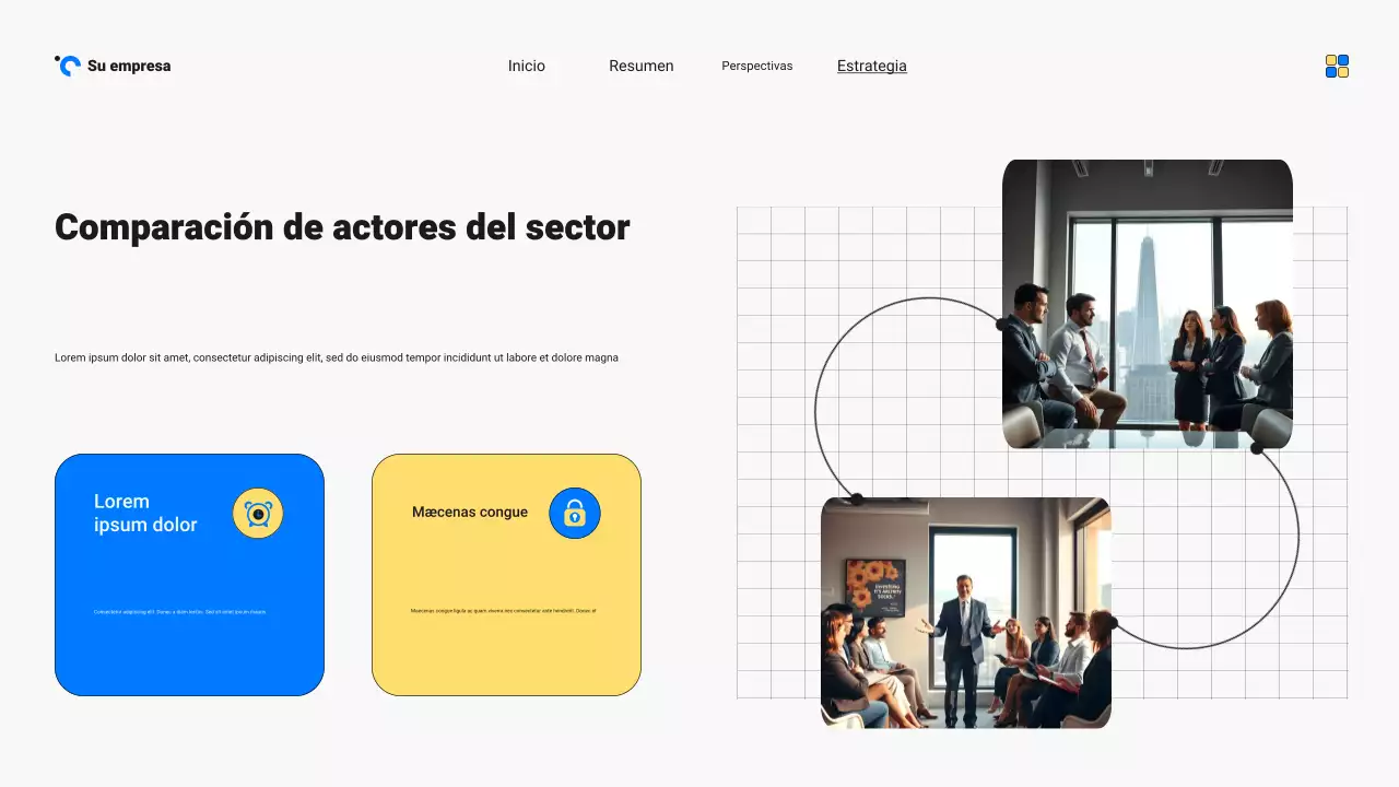 Presentación del informe de tendencias del mercado moderno en tonos azules y amarillos