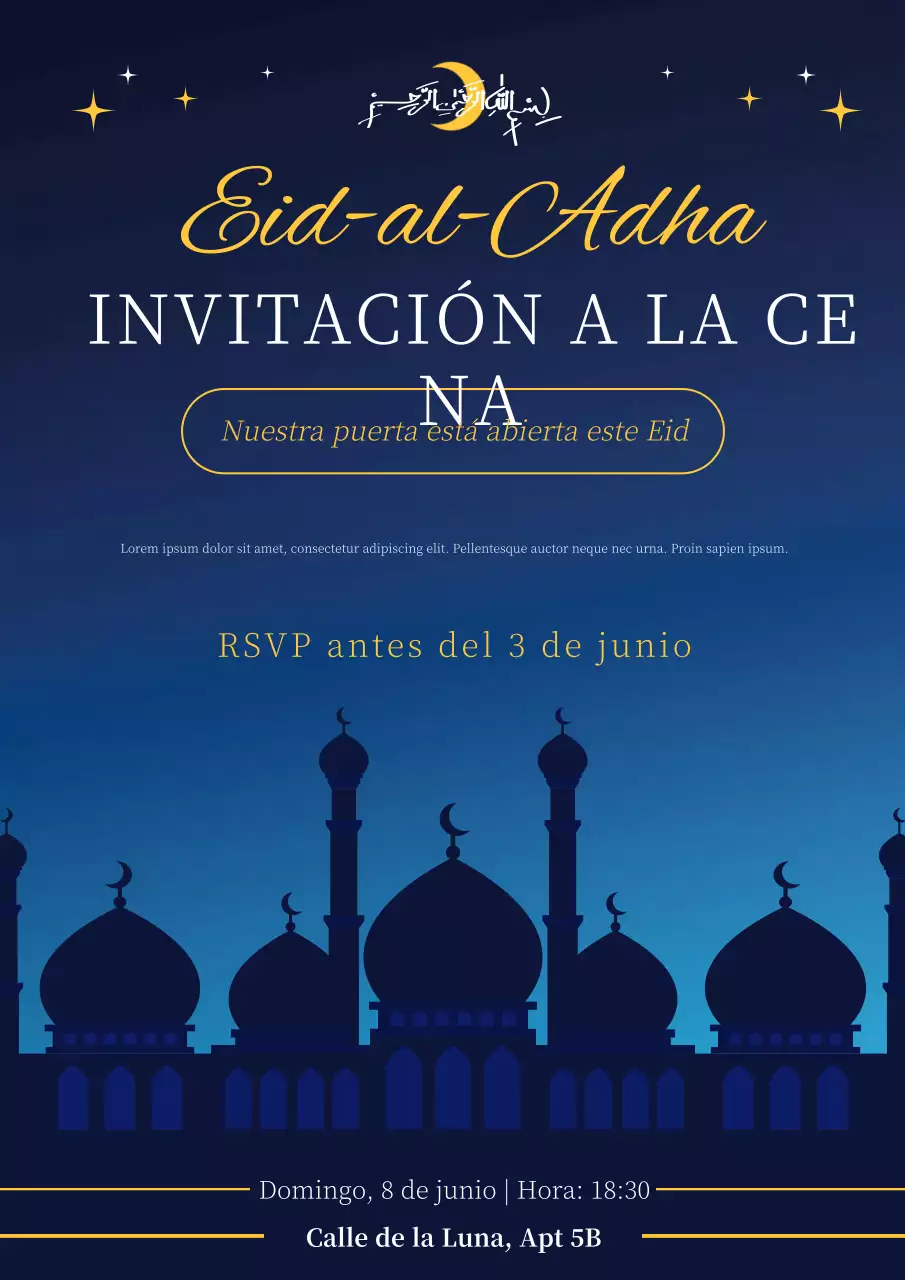 Póster de RSVP de invitación al EID-AL-ADHA