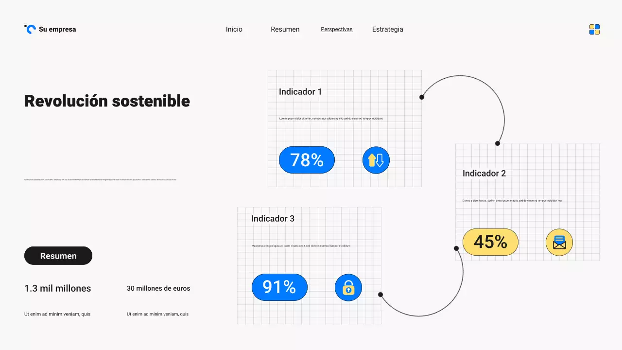 Presentación del informe de tendencias del mercado moderno en tonos azules y amarillos