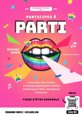 Annonce de l'événement du Mois de la fierté rétro rose