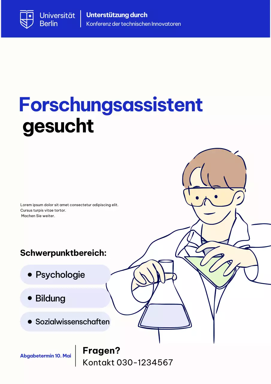 Blaues modernes Forschungsrekrutierungsplakat