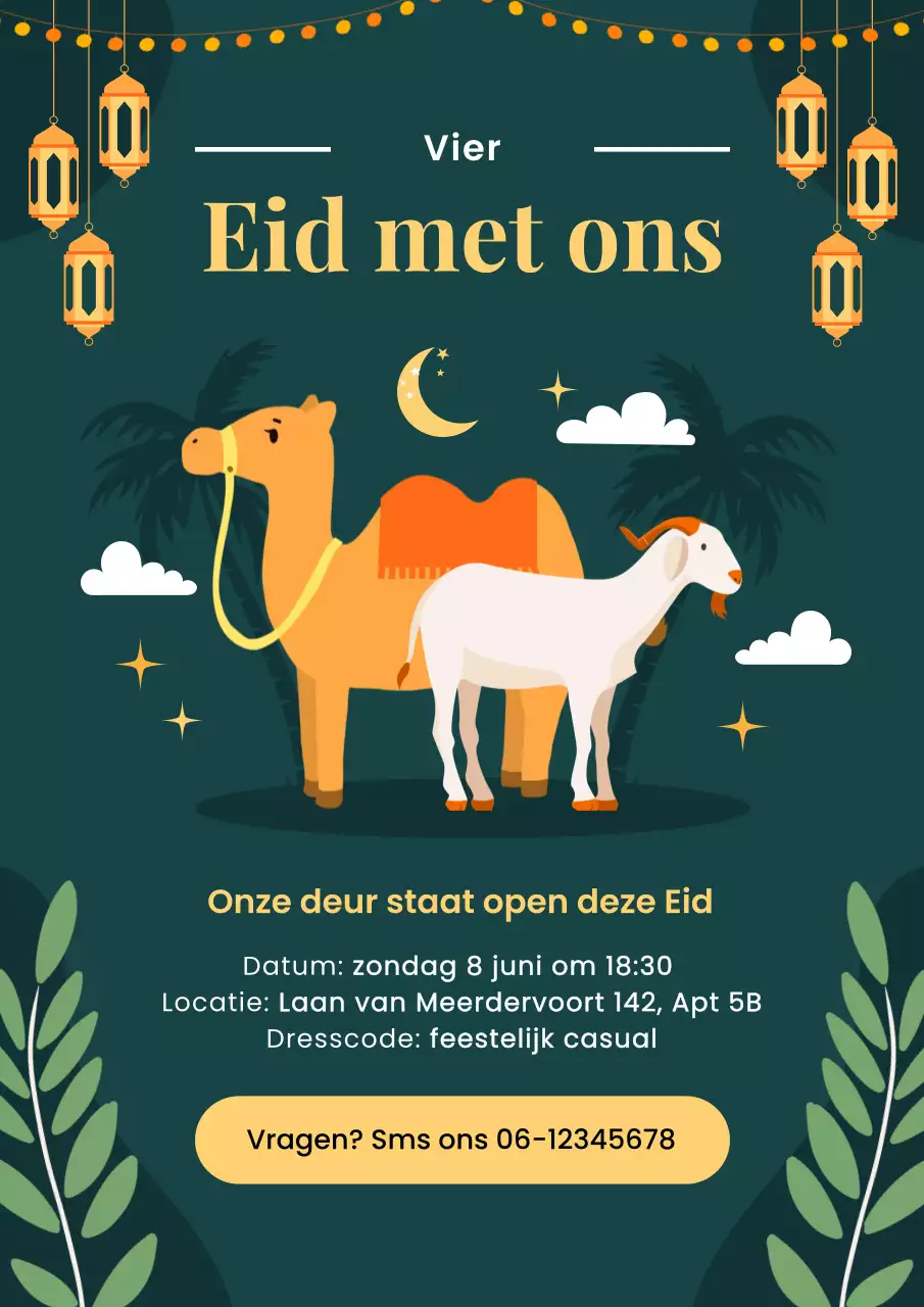 Groene Eid Al-Adha-vieringsuitnodiging