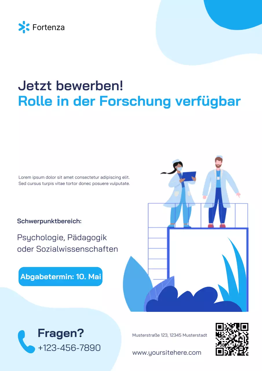 Blaues modernes Forschungsrekrutierungsplakat