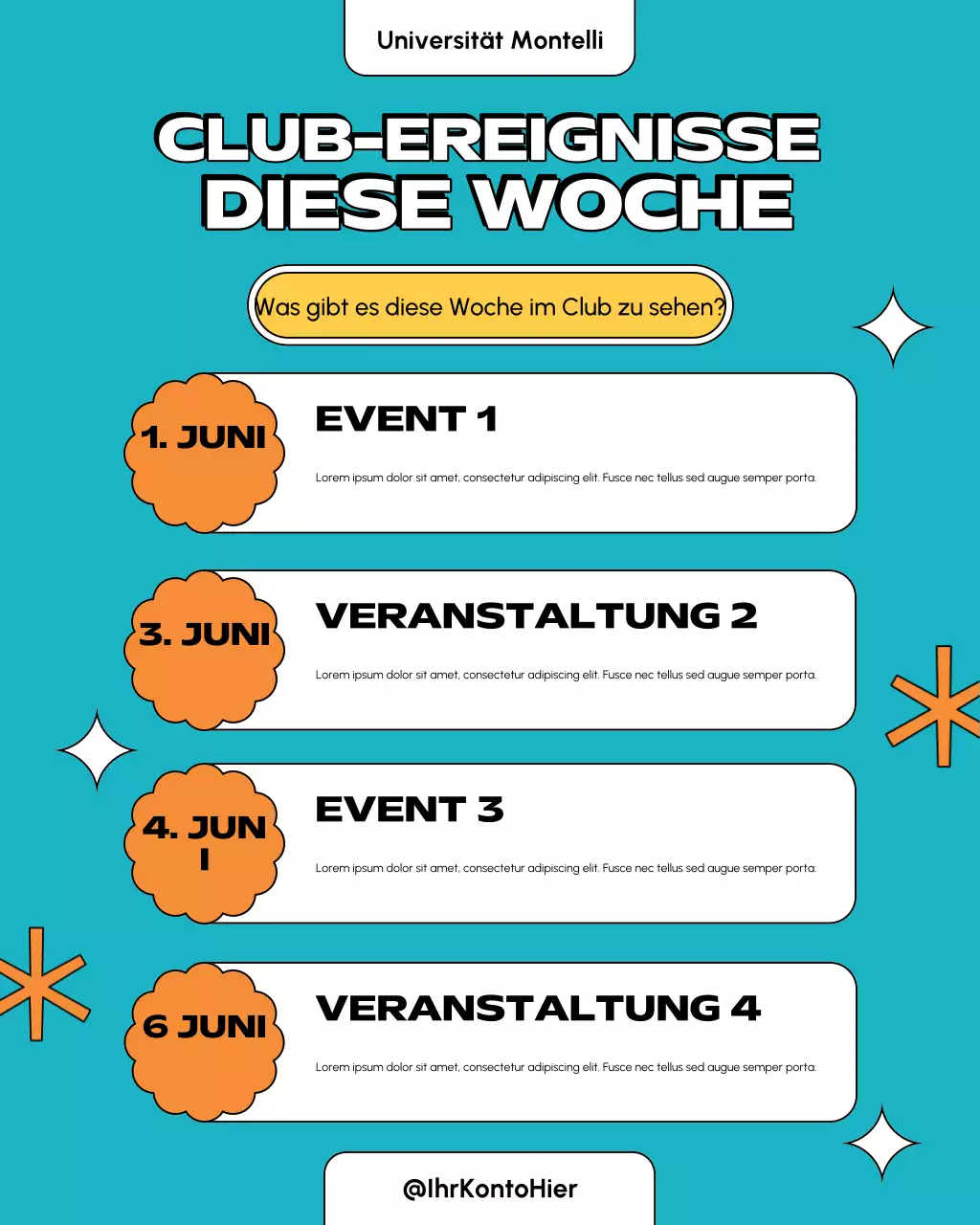 Teal Retro-Veranstaltungskalender Instagram-Post