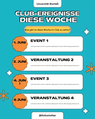 Teal Retro-Veranstaltungskalender Instagram-Post