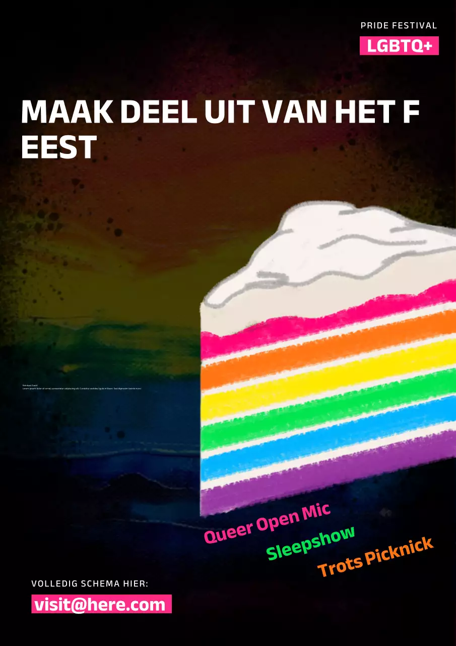 Promotie voor het Rainbow Retro Pride Maand-evenement