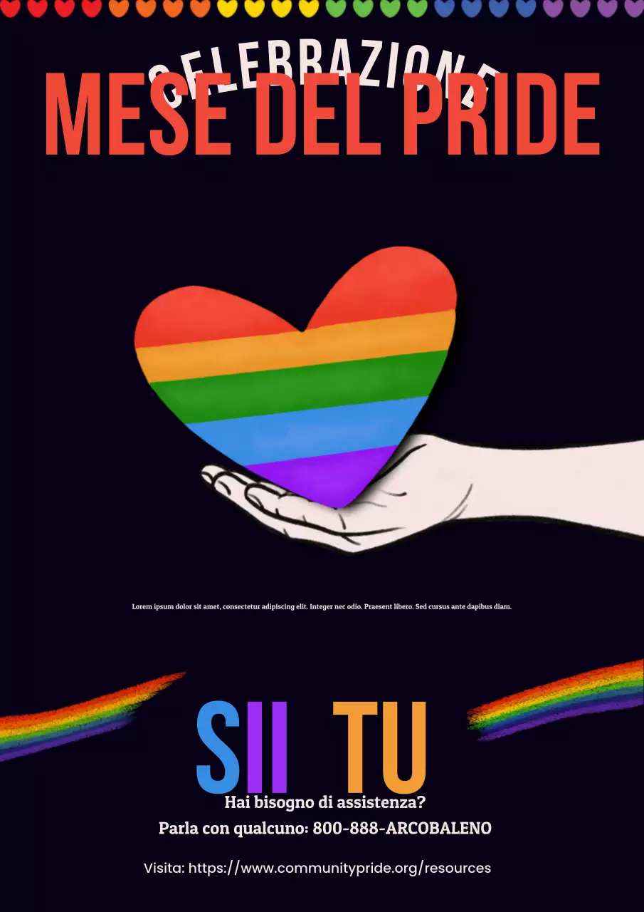 Annuncio del mese dell'orgoglio moderno arcobaleno