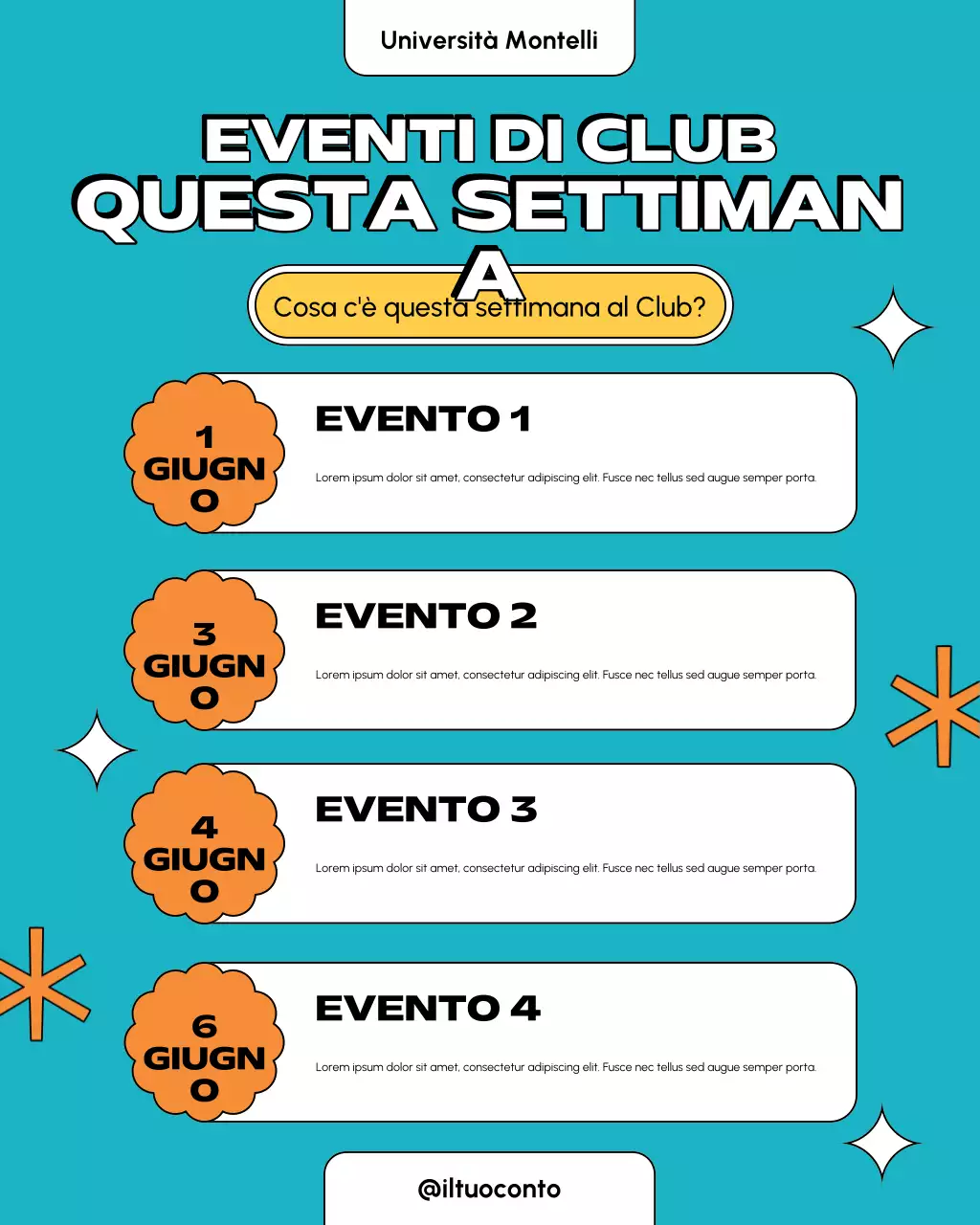 Post Instagram del calendario degli eventi retrò color turchese