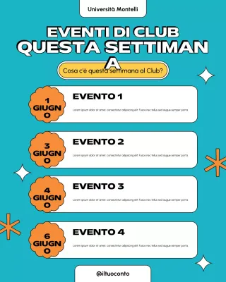 Post Instagram del calendario degli eventi retrò color turchese