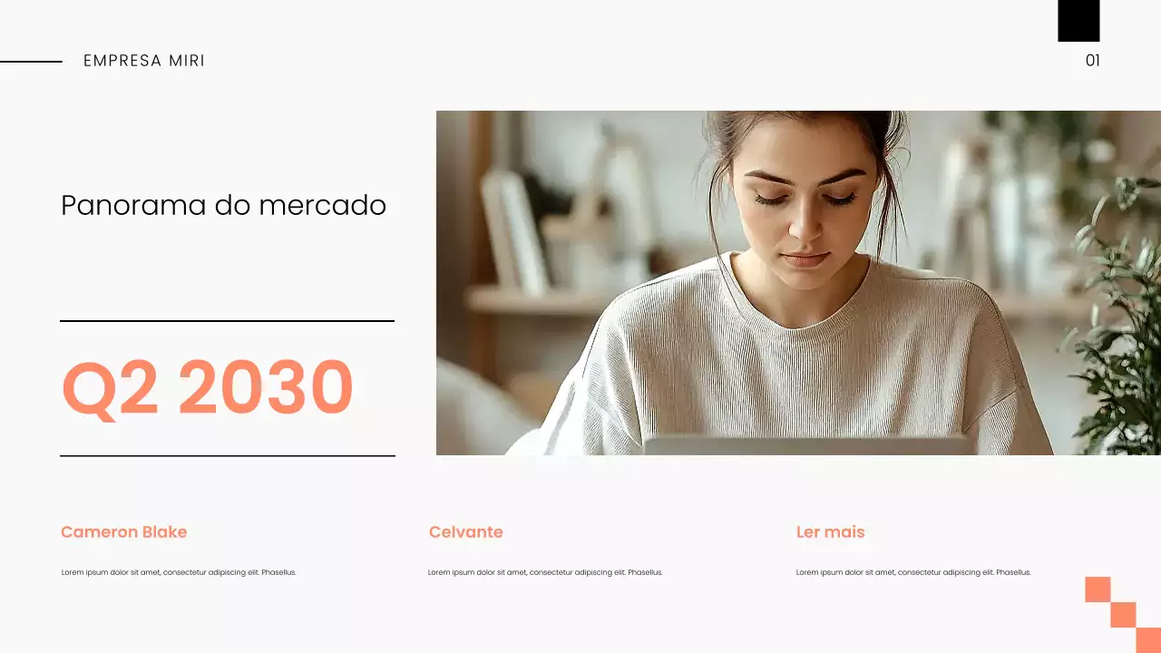 Relatório de Tendências de Mercado Moderno Branco Laranja