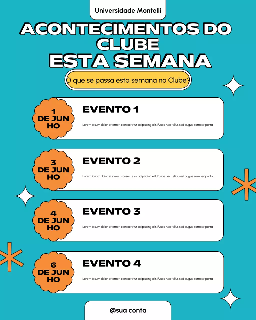 Calendário de eventos retrô azul-petróleo - postagem no Instagram