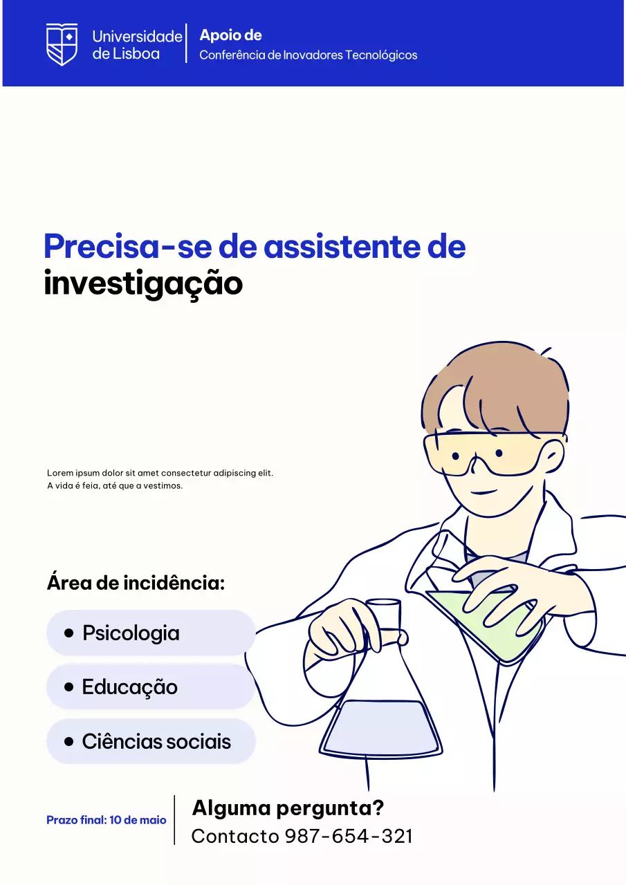 Cartaz de recrutamento de pesquisa moderna azul