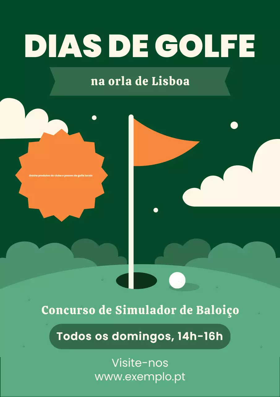 Cartaz de convite para o evento do Dia do Golfe