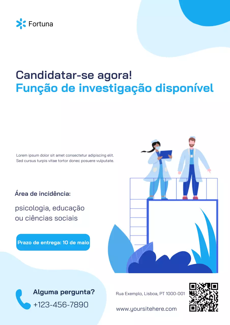 Cartaz de recrutamento de pesquisa moderna azul