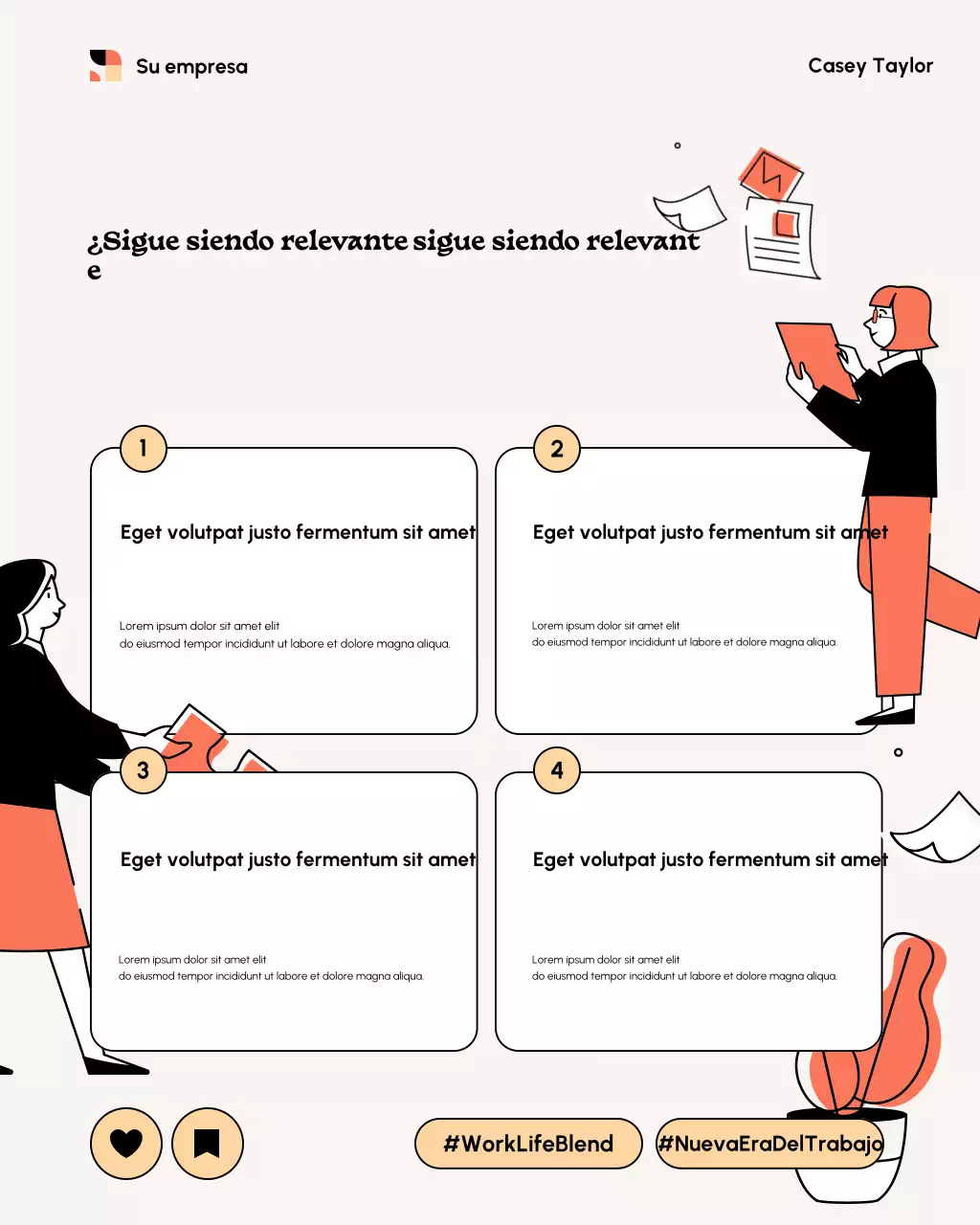 Boletín informativo de vida laboral moderna en beige. Publicación de Instagram.