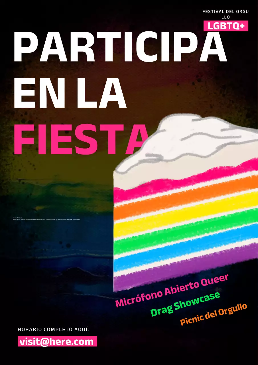 Promoción del evento del Mes del Orgullo Retro Arcoíris