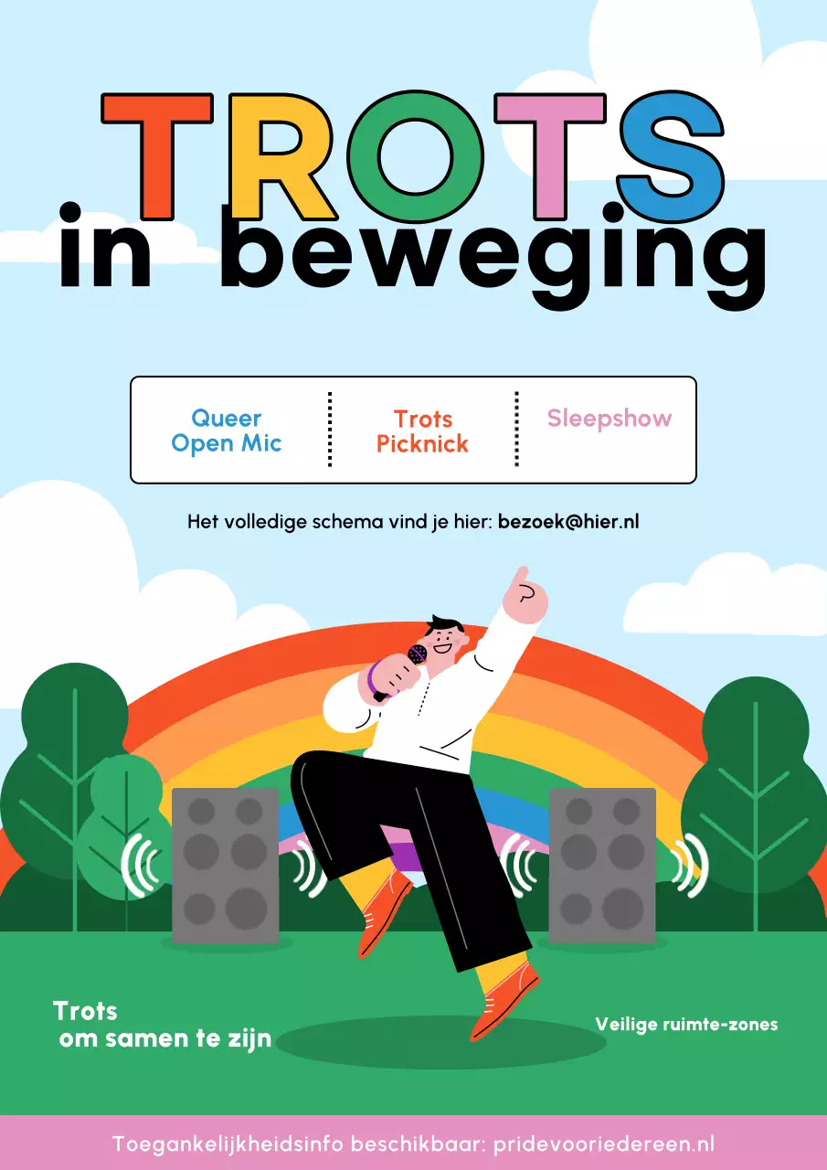 Poster voor aankondiging van Rainbow Bold Pride-evenement