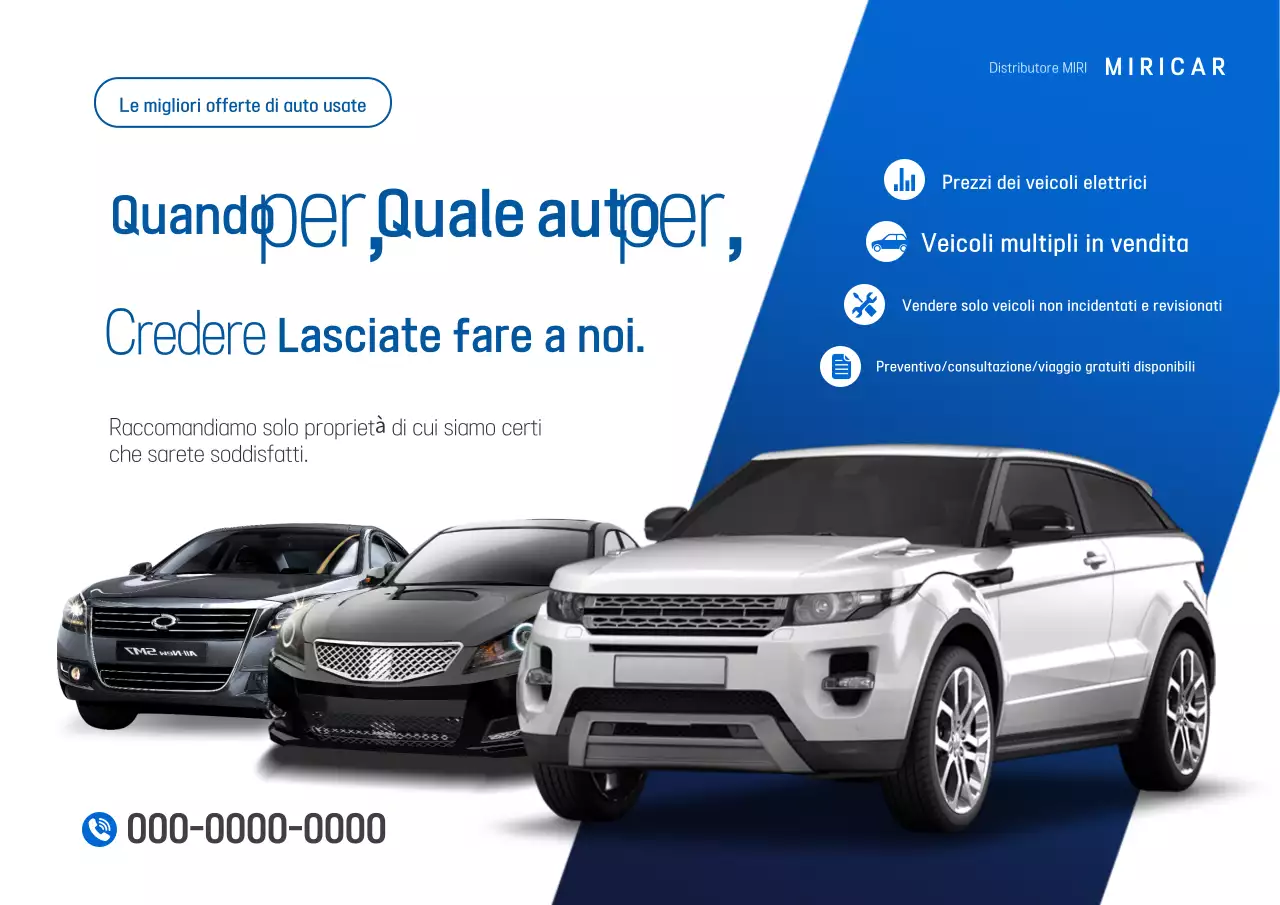 Annuncio di auto usata moderna blu