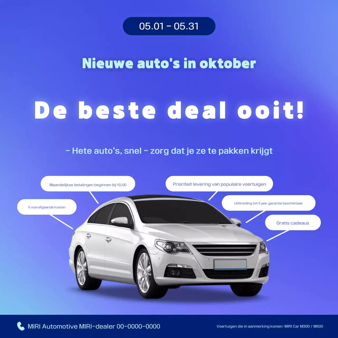 Blauwe moderne auto promotie