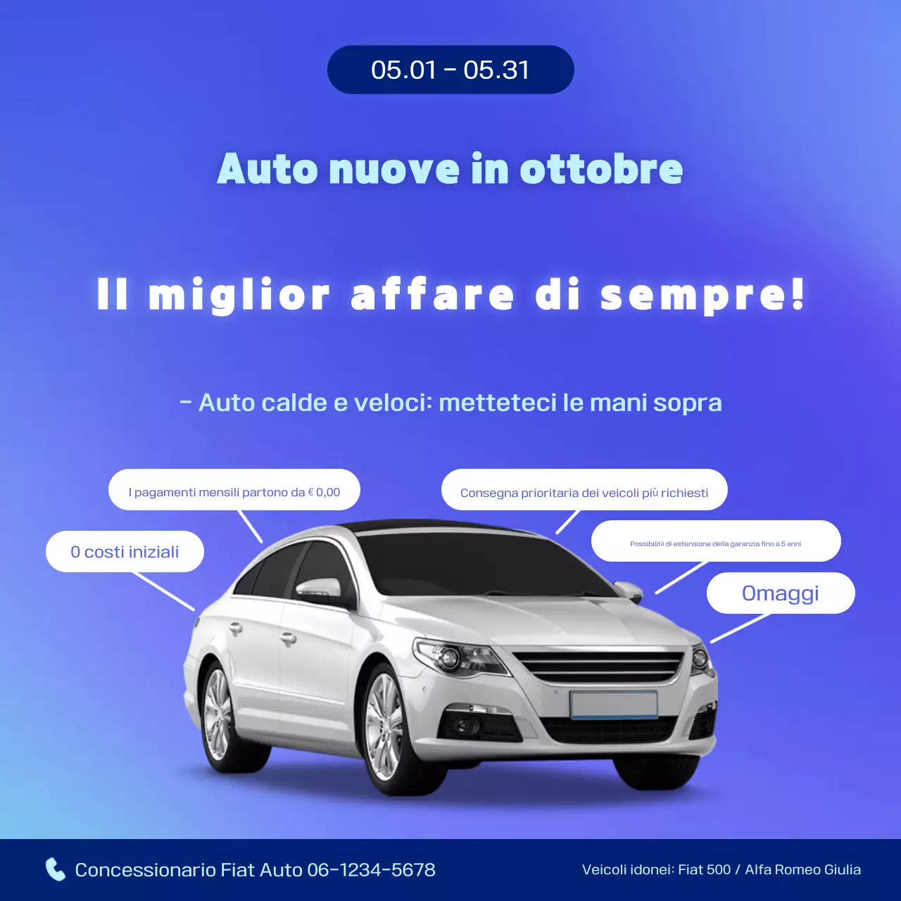 Promozione auto moderna blu