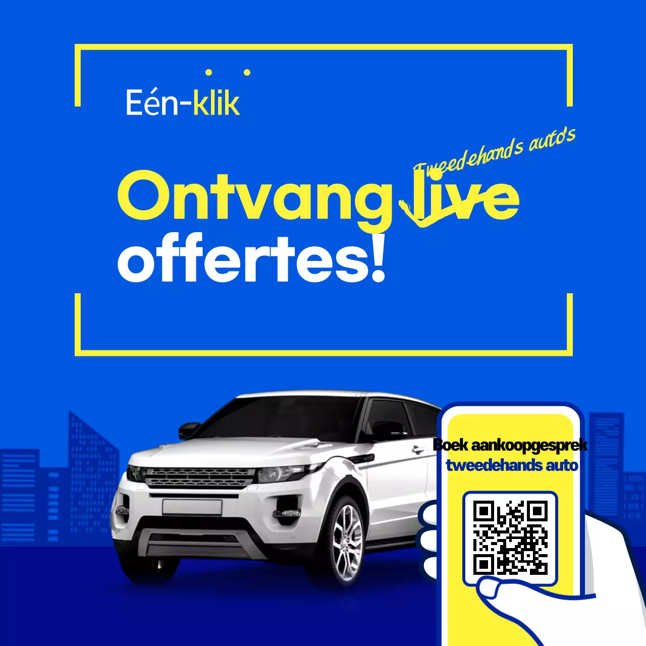 Blauwe moderne advertentie voor gebruikte auto's