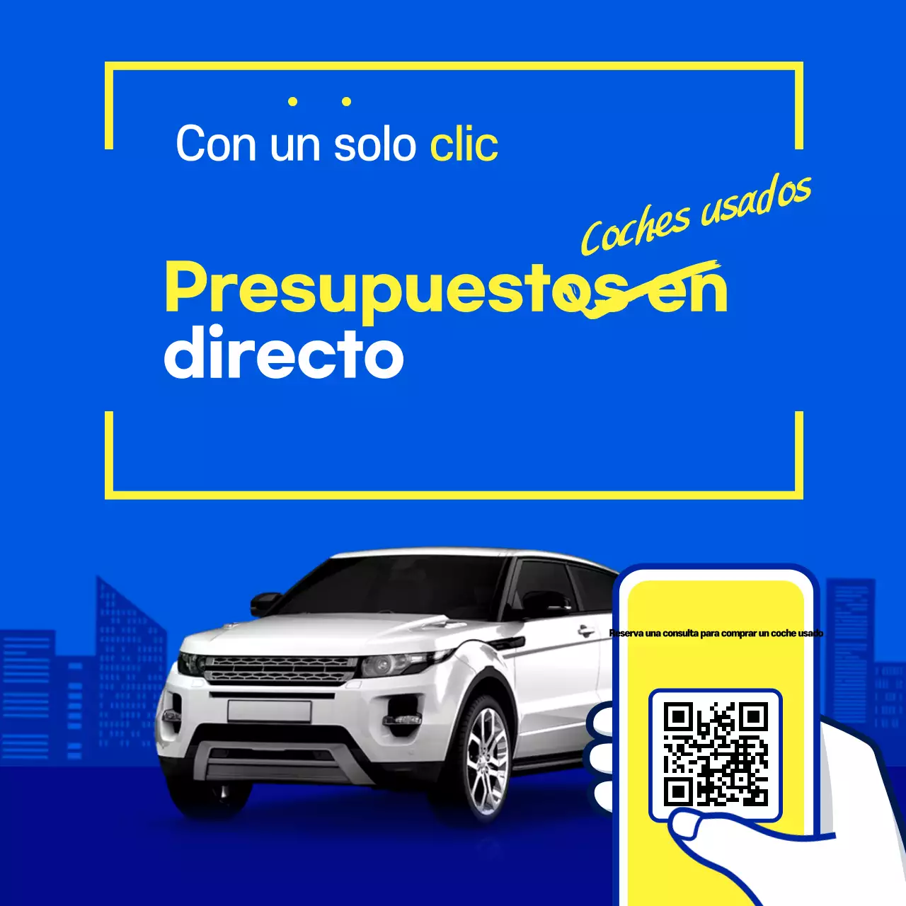 Anuncio de venta de coches usados ​​modernos de color azul