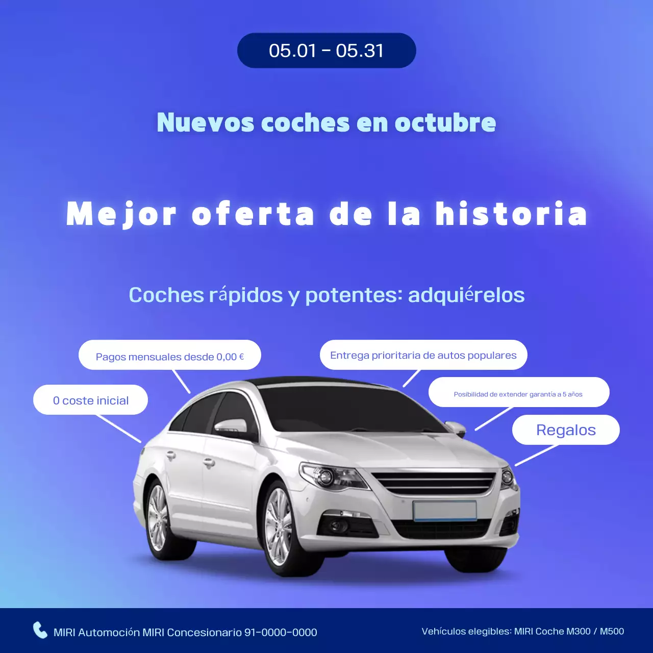 Promoción de coches modernos azules