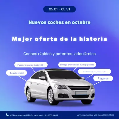 Promoción de coches modernos azules