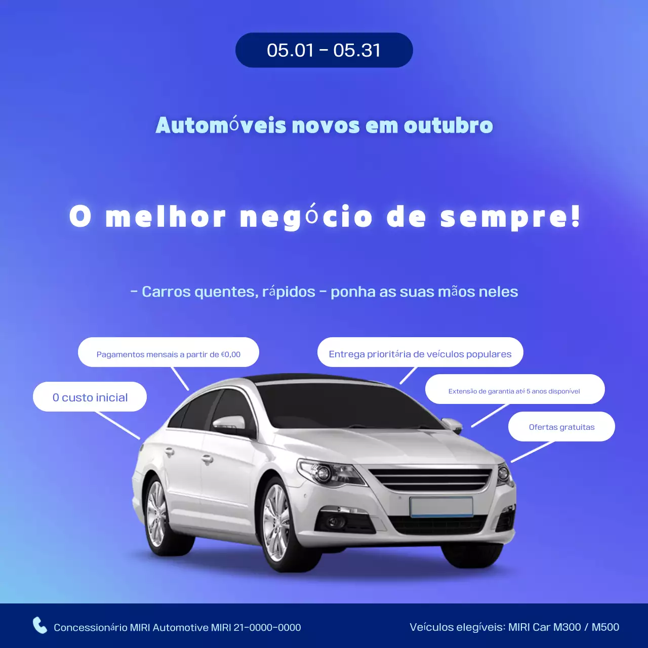 Promoção de Carro Moderno Azul