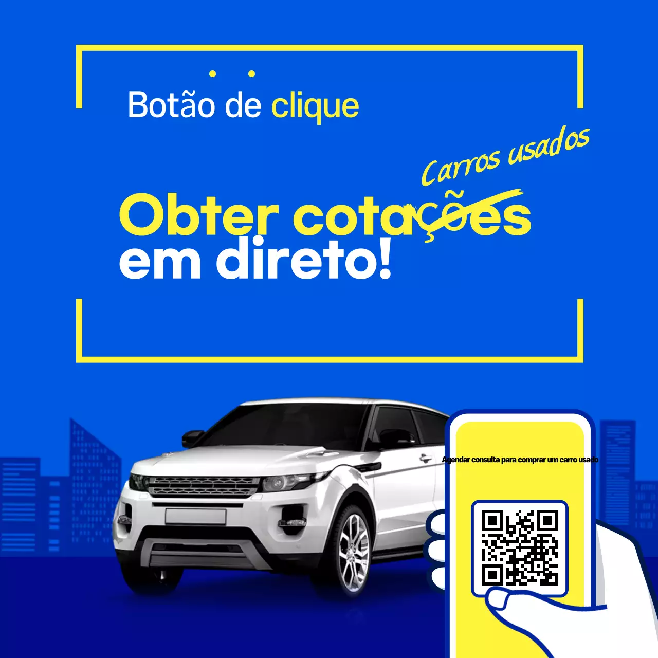 Anúncio de venda de carros usados ​​modernos em azul