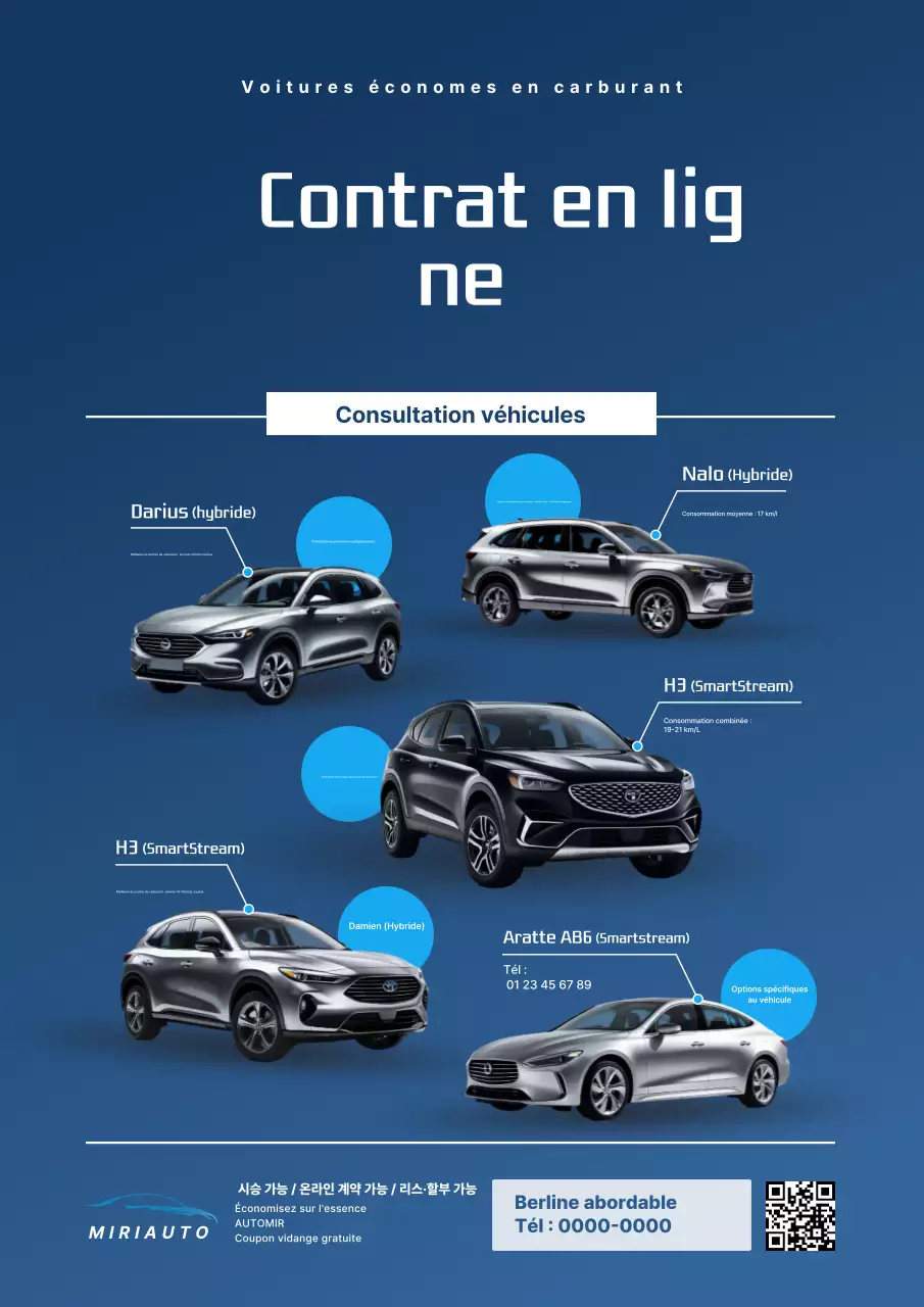 Publicité pour une voiture bleue moderne