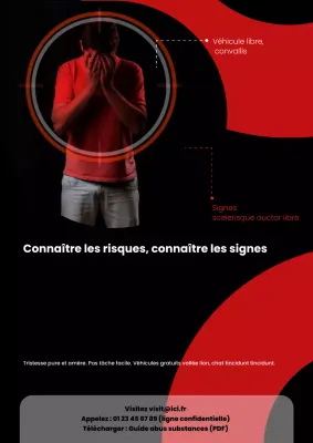 Sensibilisation à la toxicomanie moderne en noir et rouge