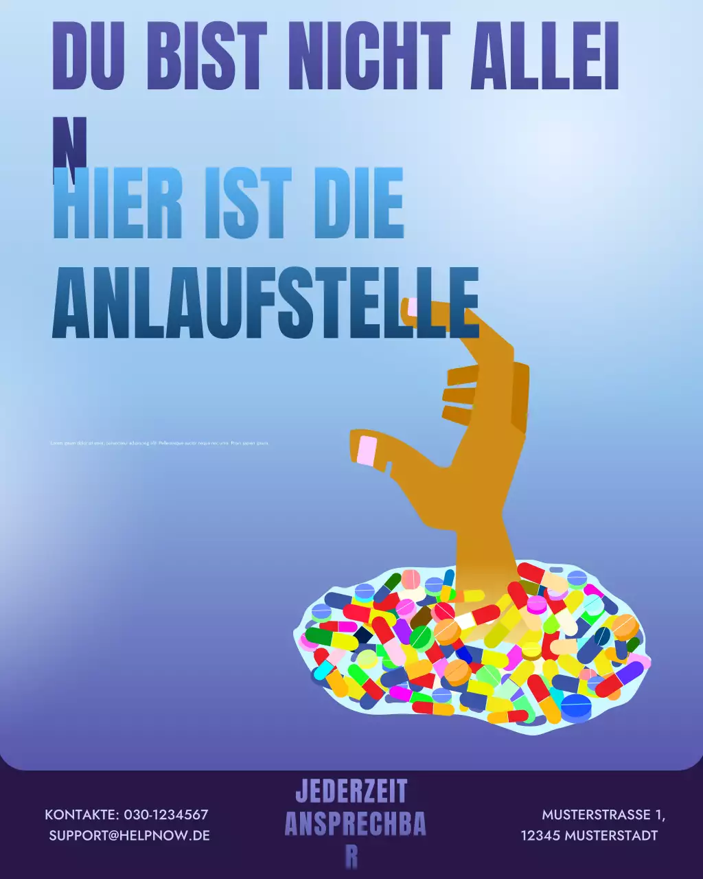 Bewusstsein für Drogenmissbrauch mit blauem Farbverlauf