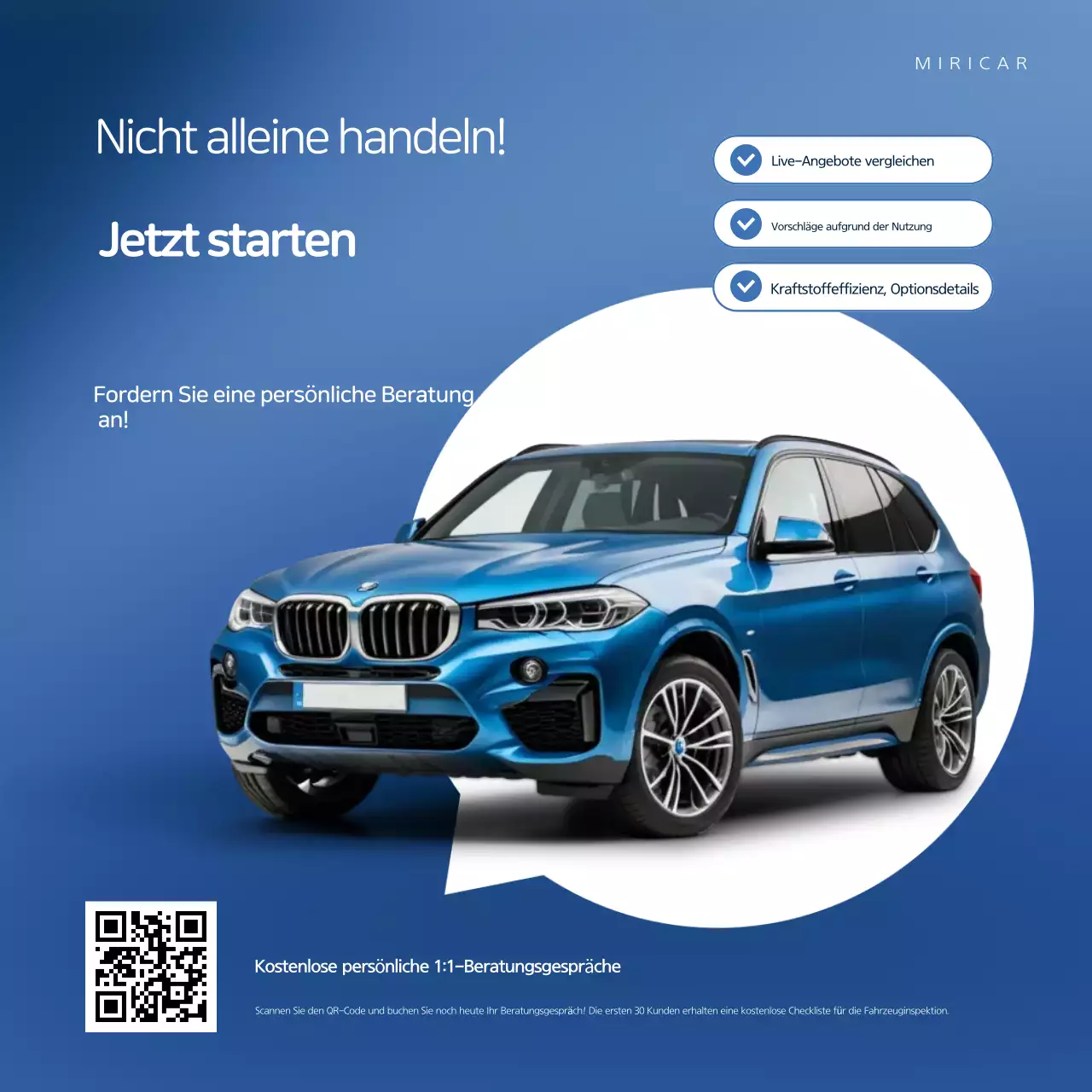 Beratungsveranstaltung zu modernen blauen Autos