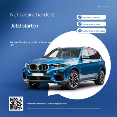 Beratungsveranstaltung zu modernen blauen Autos