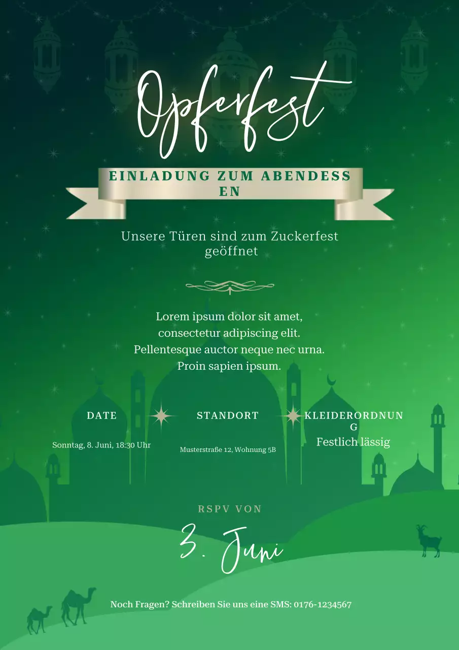 Grüne traditionelle Eid-Einladung