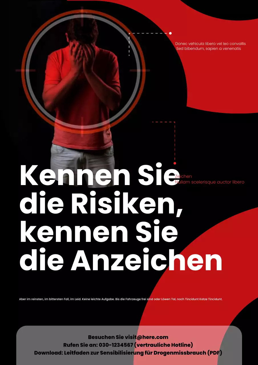 Schwarz-Rot-modernes Bewusstsein für Substanzmissbrauch