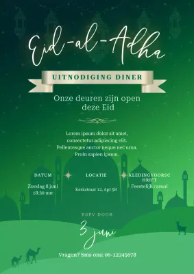 Groene traditionele Eid-uitnodiging