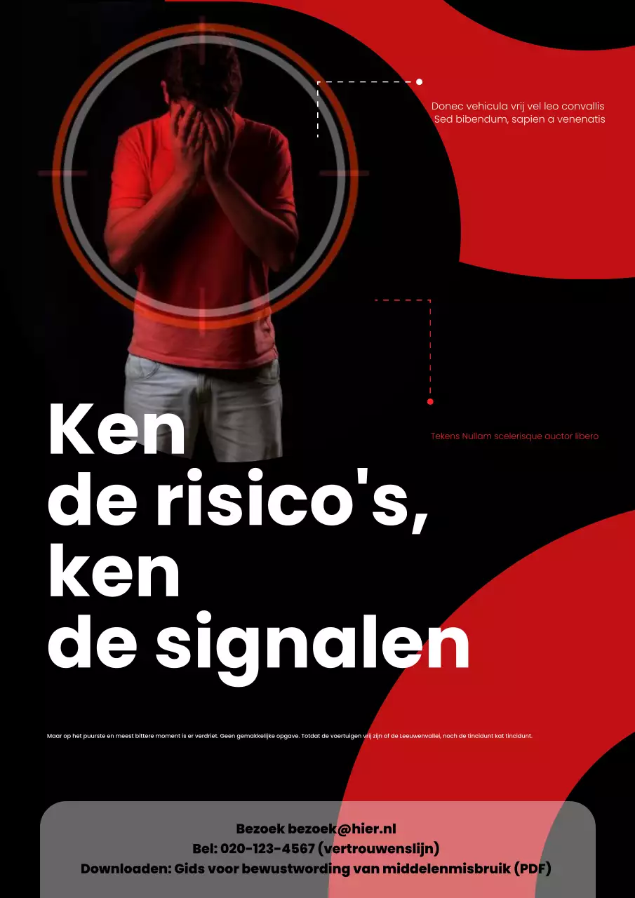 Zwart Rood Modern Bewustzijn van Middelenmisbruik